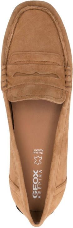 Geox panelled-design suede loafers Brown