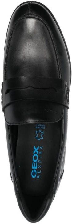 Geox Spherica EC11 leather penny loafers Black
