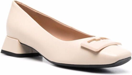 Geox square-toe leather ballerina shoes Neutrals