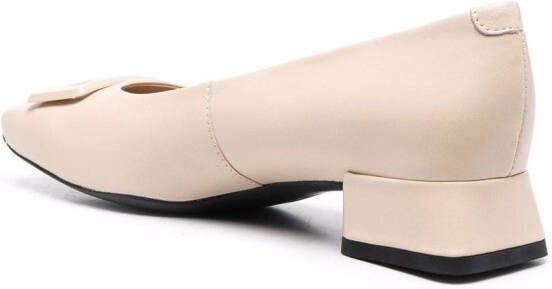 Geox square-toe leather ballerina shoes Neutrals