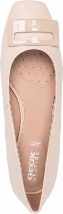 Geox square-toe leather ballerina shoes Neutrals