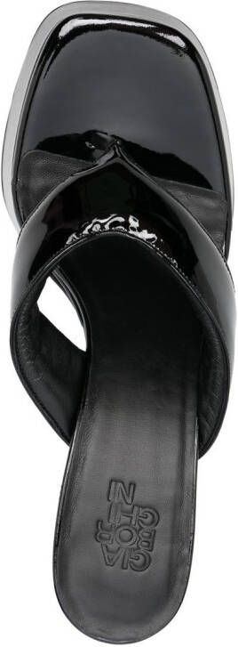 GIABORGHINI 110mm patent-leather platform sandals Black