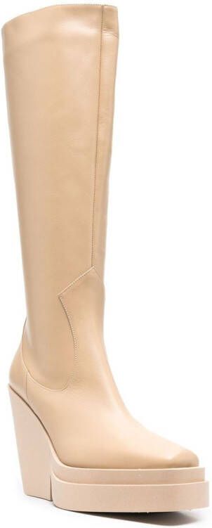 GIABORGHINI 120mm knee-high leather boots Neutrals