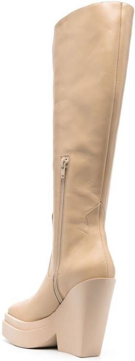 GIABORGHINI 120mm knee-high leather boots Neutrals