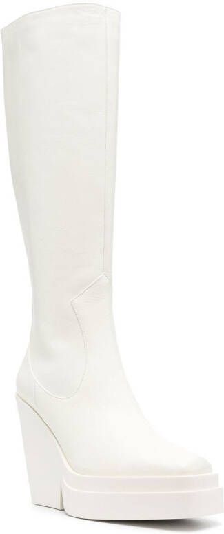 GIABORGHINI 120mm knee-high leather boots White