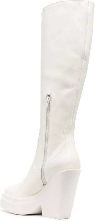 GIABORGHINI 120mm knee-high leather boots White