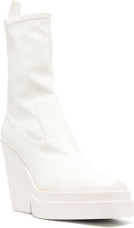 GIABORGHINI 120mm tapered-heel leather boots White