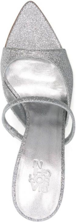 GIABORGHINI Aimeline 90mm glitter mules Silver