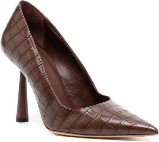 GIABORGHINI Balantine 100mm crocodile-effect pumps Brown