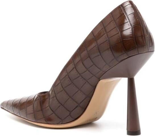 GIABORGHINI Balantine 100mm crocodile-effect pumps Brown