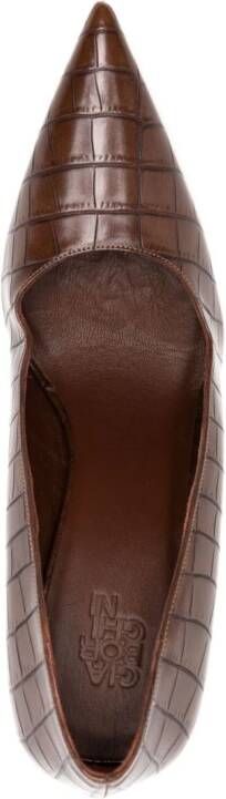 GIABORGHINI Balantine 100mm crocodile-effect pumps Brown