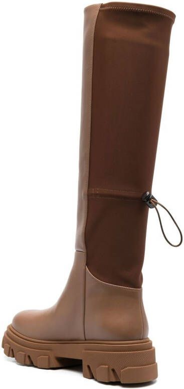 GIABORGHINI chunky leather knee-boots Brown