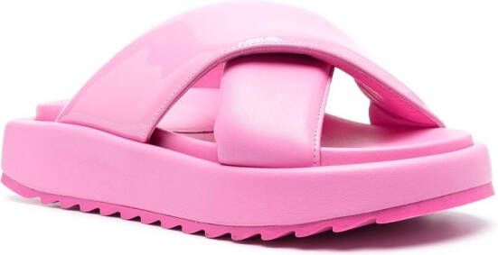 GIABORGHINI crossover-strap slides Pink