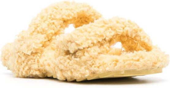 GIABORGHINI curly shearling slides Yellow