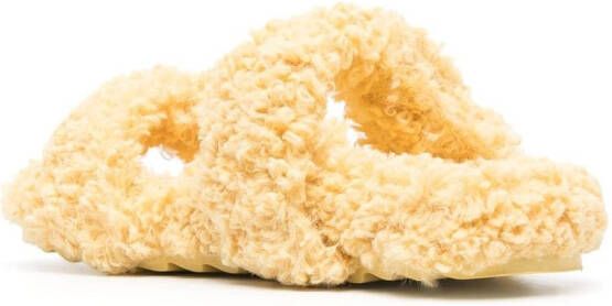 GIABORGHINI curly shearling slides Yellow