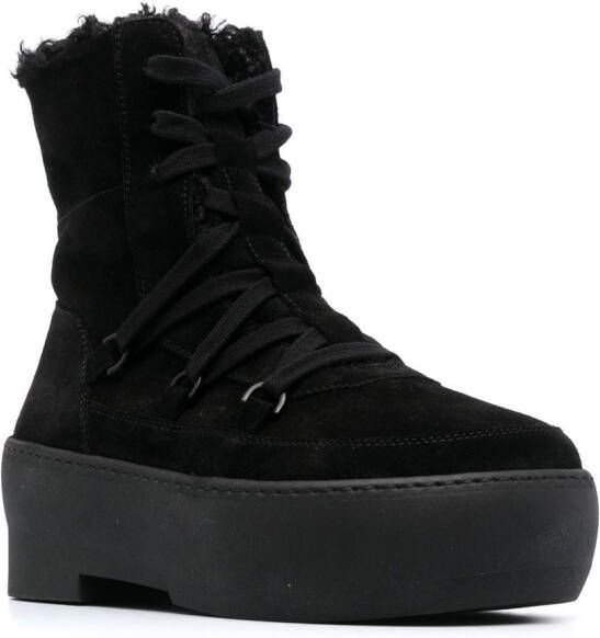 GIABORGHINI flatform lace-up suede boots Black