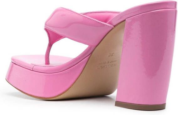 GIABORGHINI glossy-finish square-toe sandals Pink