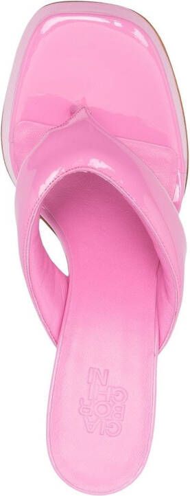 GIABORGHINI glossy-finish square-toe sandals Pink