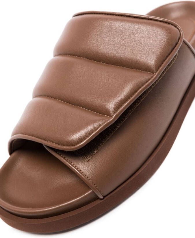 GIABORGHINI padded strap slides Brown