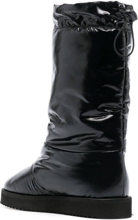 GIABORGHINI patent padded knee-high boots Black