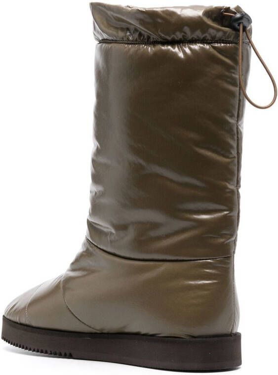 GIABORGHINI patent padded knee-high boots Brown