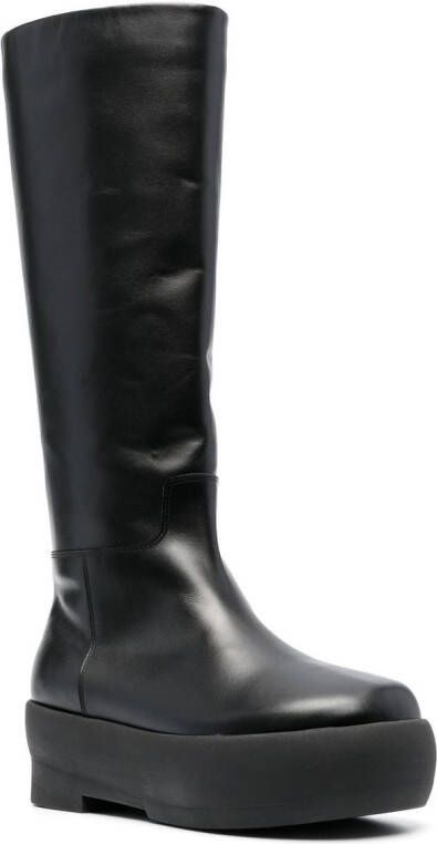 GIABORGHINI platform-sole leather boots Black