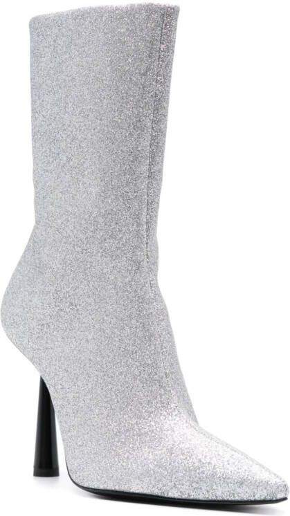 GIABORGHINI Rosie 100mm glittered ankle boots Silver