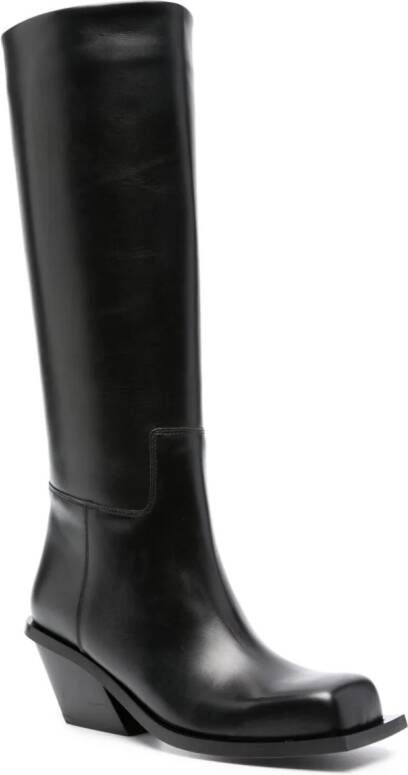 GIABORGHINI square-toe leather boots Black