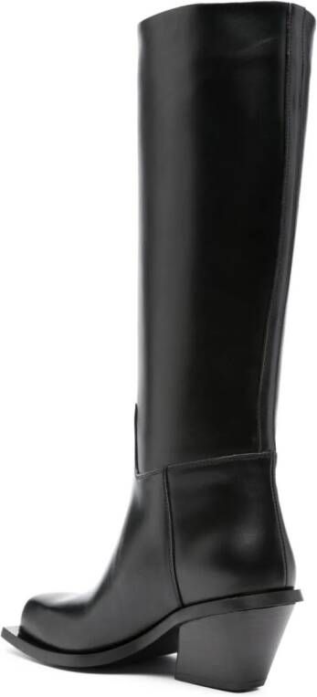 GIABORGHINI square-toe leather boots Black