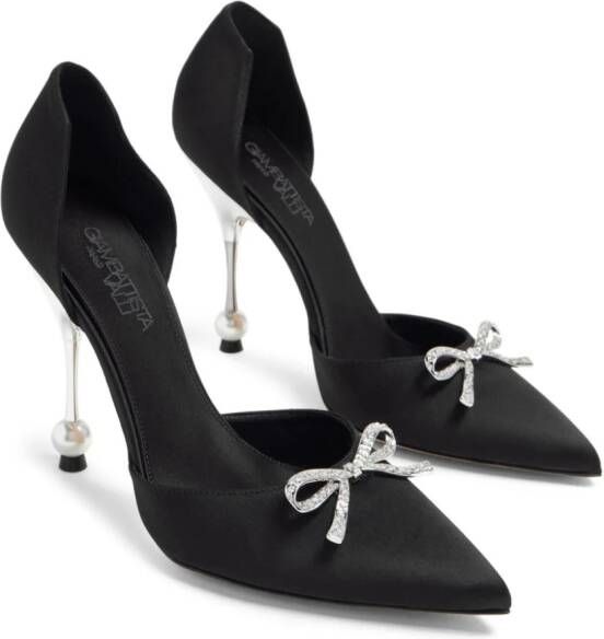 Giambattista Valli 105mm bow-embellished satin pumps Black