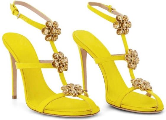 Giambattista Valli 110mm floral-appliqué sandals Yellow