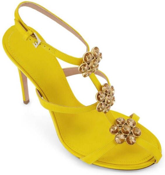 Giambattista Valli 110mm floral-appliqué sandals Yellow