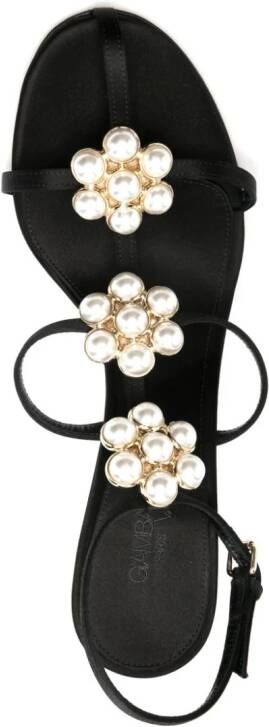 Giambattista Valli 120mm faux-pearl embellished sandals Black
