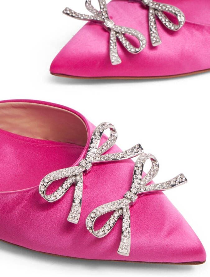 Giambattista Valli bow-embellished satin mules Pink