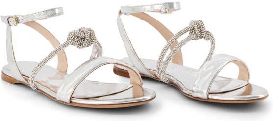 Giambattista Valli crystal bow flat sandals Silver