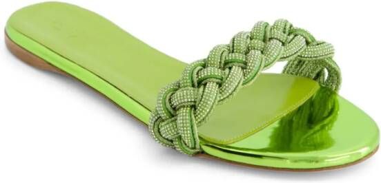 Giambattista Valli crystal-embellished braided sandals Green