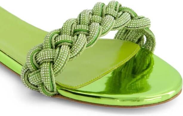 Giambattista Valli crystal-embellished braided sandals Green