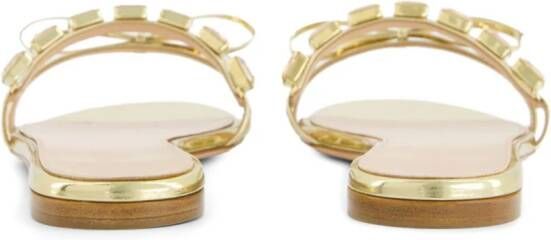 Giambattista Valli crystal-embellished flat leather slides Gold