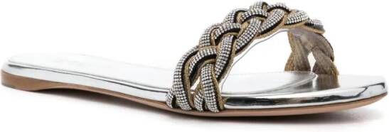 Giambattista Valli crystal-embellished leather sandals Silver