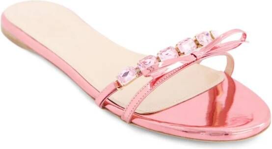 Giambattista Valli crystal-embellished leather slides Pink