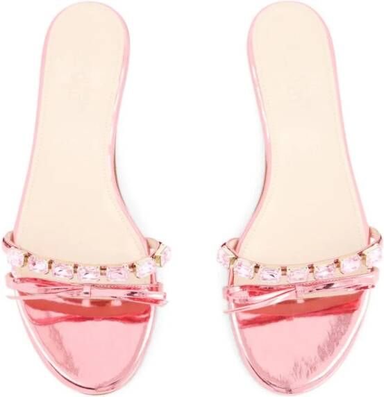 Giambattista Valli crystal-embellished leather slides Pink