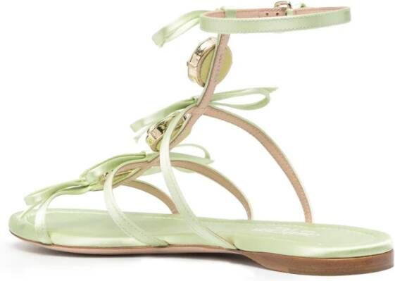Giambattista Valli crystal-embellished satin sandals Green