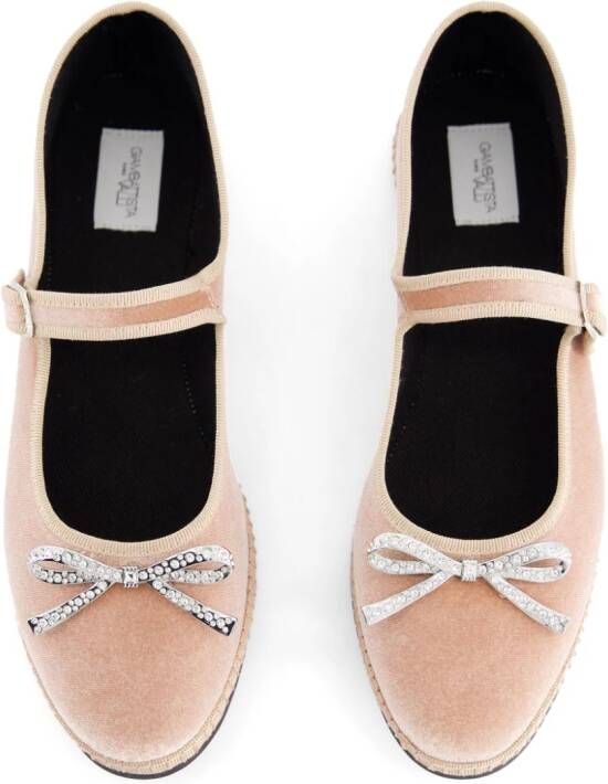 Giambattista Valli crystal-embellished velvet ballerina shoes Neutrals