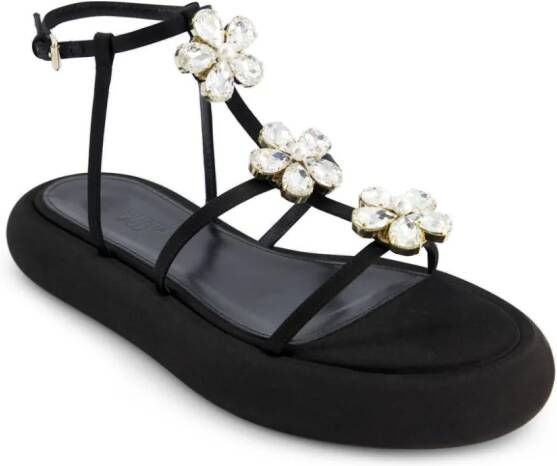 Giambattista Valli floral-appliqué flatform sandals Black