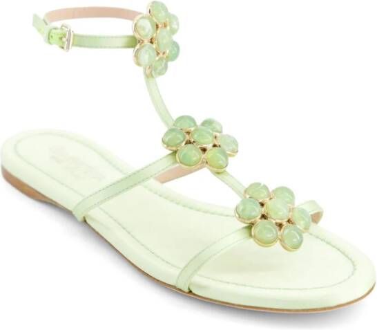 Giambattista Valli flower-detailing leather sandals Green