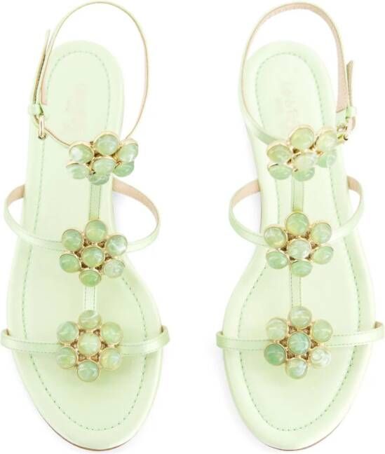 Giambattista Valli flower-detailing leather sandals Green