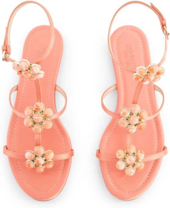 Giambattista Valli flower-detailing leather sandals Pink