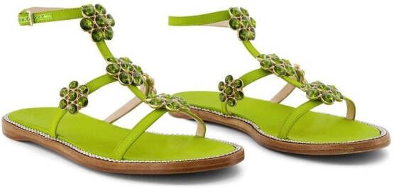 Giambattista Valli Jaipur embellished flat sandals Green