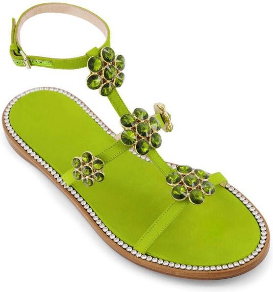 Giambattista Valli Jaipur embellished flat sandals Green