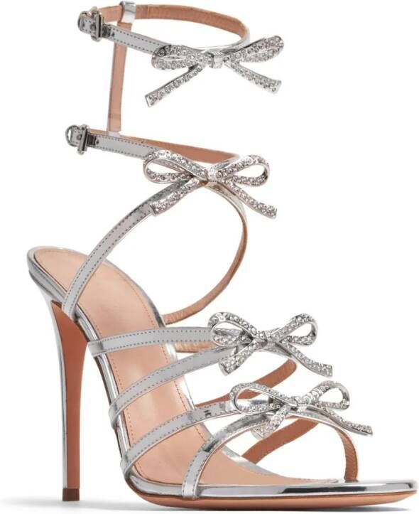 Giambattista Valli Love Bow 105mm leather sandals Silver